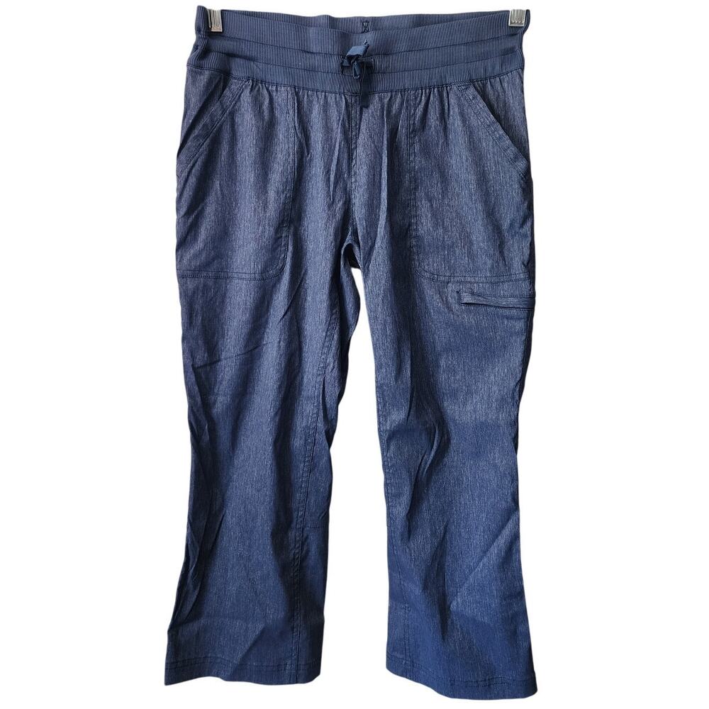 Duluth Blue Pull On Elastic Waist Cropped Nylon Capri Pants Front Pockets 6